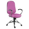 Cadeira giratria Presidente cromada pink Linha CHROME LUXO