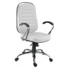 Cadeira giratria Presidente cromada courino branco Linha CHROME LUXO