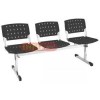 Bancos longarinas cromados 3 lugares preto slido