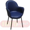 Cadeira Gogo estofada 4 ps epxi preto courvin azul